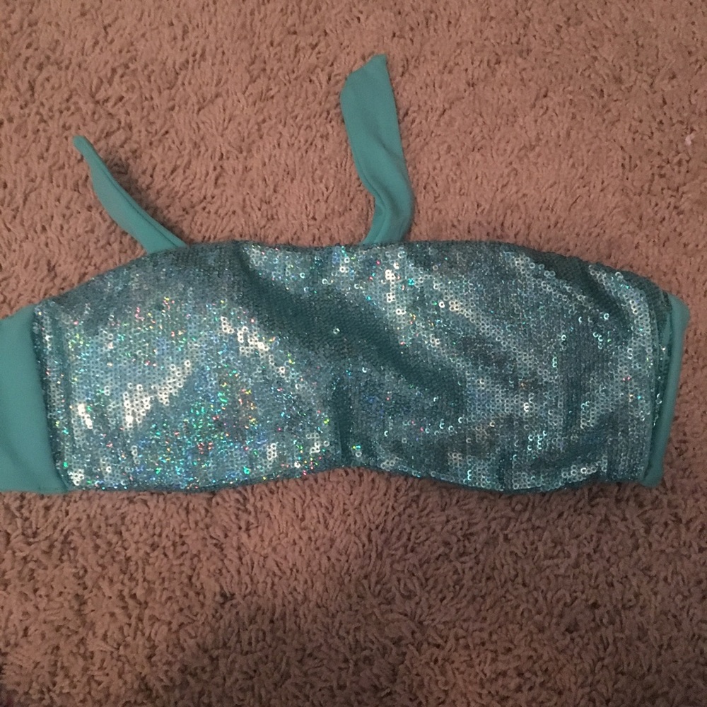Sequined mermaid green swim suit top